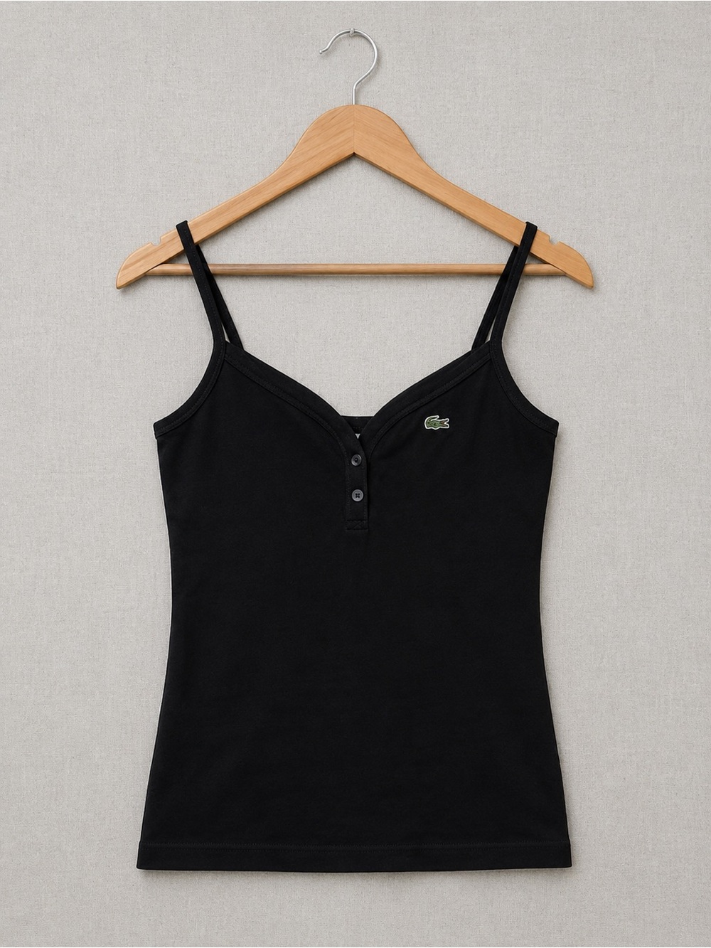 Lacoste Ribbed Henley Camisole/Tank Top Designed/France Made/Morocco